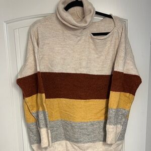 MACARON Multicolor Striped Turtleneck Sweater